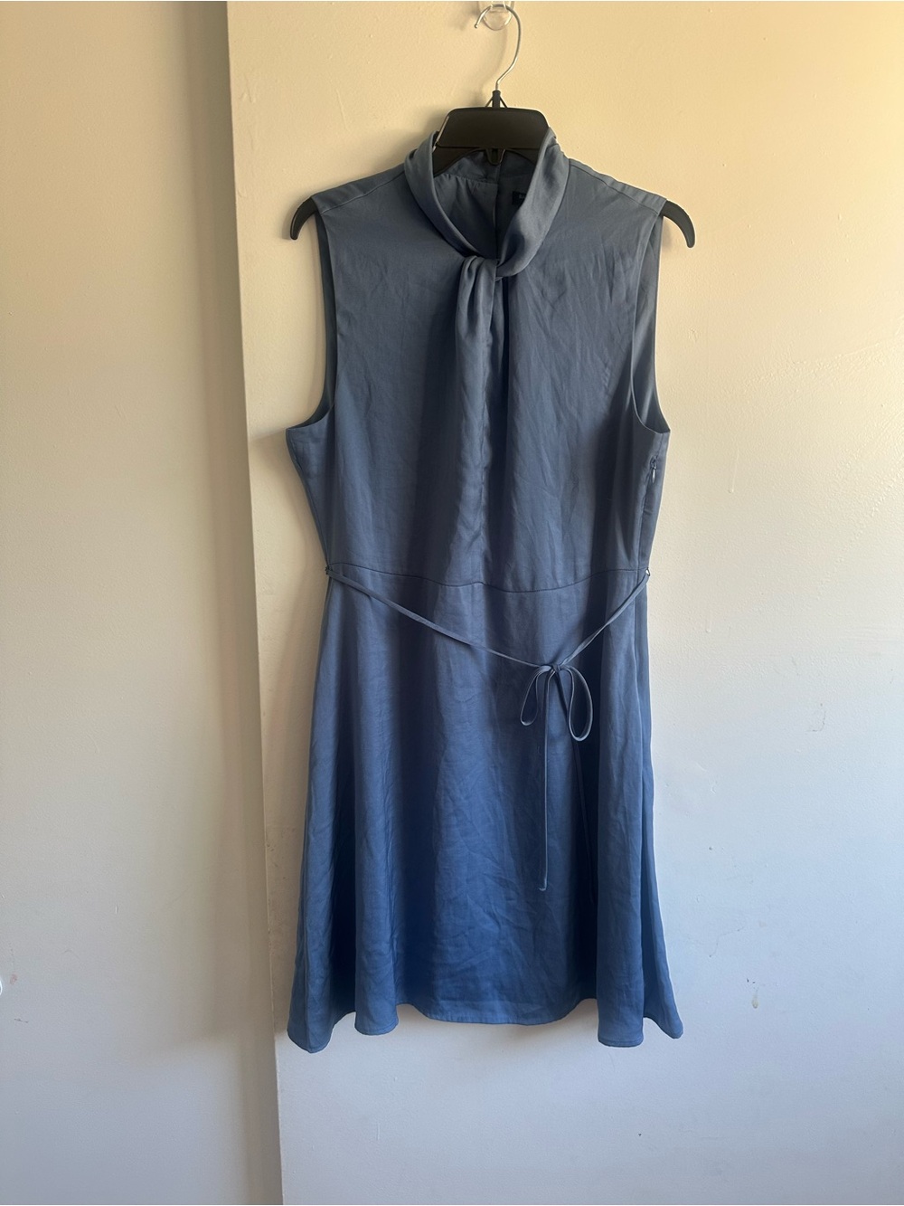 Banana Republic Slate Blue Sleeveless faux Tie-Neck Mini Dress